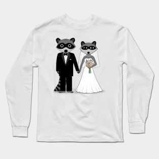 Raccoons Wedding | Cute Newlywed Bride and Groom Long Sleeve T-Shirt